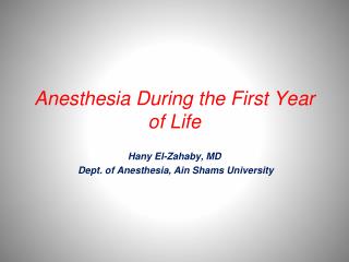 Anesthesia During the First Year of Life