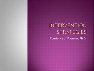 Intervention strategies