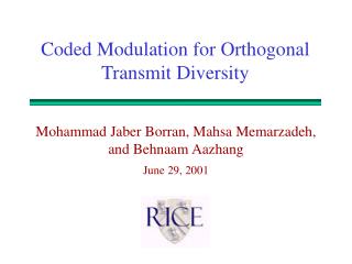Coded Modulation for Orthogonal Transmit Diversity
