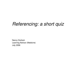 Referencing: a short quiz