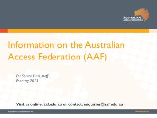 Information on the Australian Access Federation (AAF)