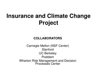 Insurance and Climate Change Project