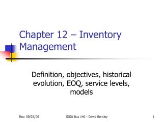 Chapter 12 – Inventory Management