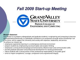 Fall 2009 Start-up Meeting