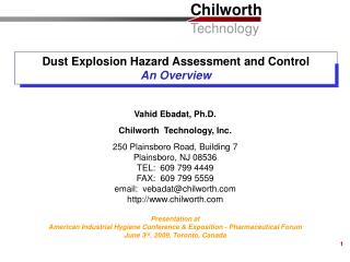 Dust Explosion Hazard Assessment and Control An Overview