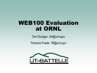 WEB100 Evaluation at ORNL
