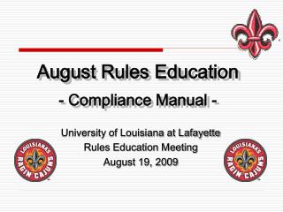 August Rules Education - Compliance Manual -