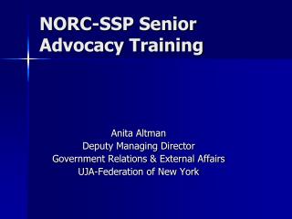 NORC-SSP Senior Advocacy Training