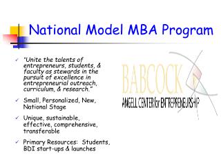 National Model MBA Program