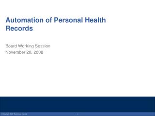 Automation of Personal Health Records