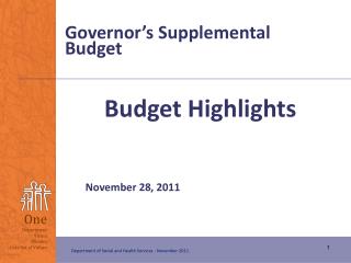 Governor’s Supplemental Budget