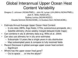 Global Interannual Upper Ocean Heat Content Variability