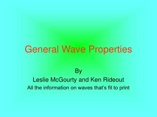 General Wave Properties