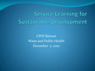Service Learning for Sustainable Development