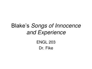 Blake’s Songs of Innocence and Experience
