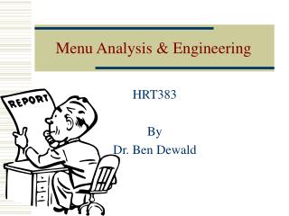 Menu Analysis &amp; Engineering