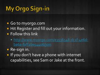 My Orgo Sign-in