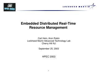 Embedded Distributed Real-Time Resource Management