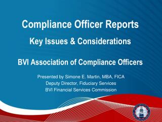 Compliance Officer Reports Key Issues &amp; Considerations BVI Association of Compliance Officers