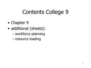 Contents College 9