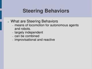 Steering Behaviors