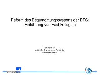 Reform des Begutachtungssystems der DFG: Einführung von Fachkollegien