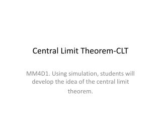 Central Limit Theorem-CLT