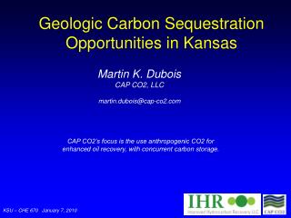 Geologic Carbon Sequestration Opportunities in Kansas
