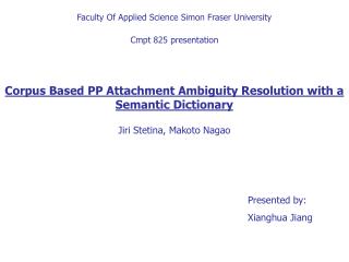 Faculty Of Applied Science Simon Fraser University Cmpt 825 presentation