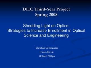 DHC Third-Year Project Spring 2008