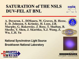 SATURATION of THE NSLS DUV-FEL AT BNL