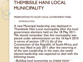 THEMBISILE HANI LOCAL MUNICIPALITY