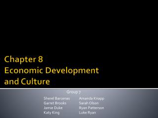 Chapter 8 Economic Development and Culture