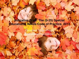 Indicative Draft: The (0-25) Special Educational Needs Code of Practice, 2013