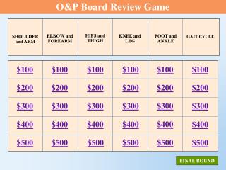 O&amp;P Board Review Game