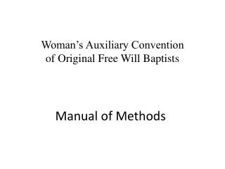 Manual of Methods