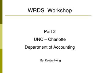 Part 2 UNC – Charlotte Department of Accounting