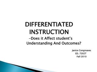 DIFFERENTIATED INSTRUCTION -Does it Affect student’s