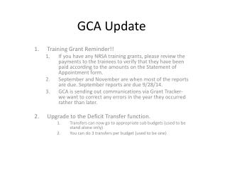 GCA Update