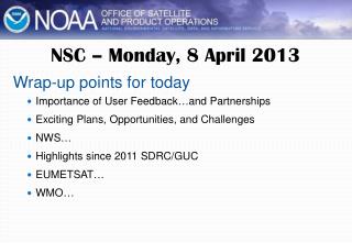NSC – Monday, 8 April 2013