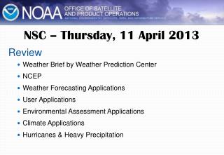 NSC – Thursday, 11 April 2013
