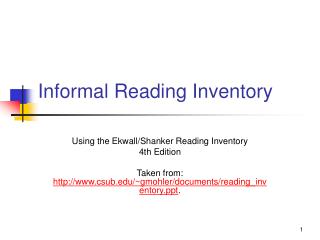 Informal Reading Inventory