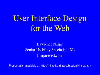 User Interface Design for the Web