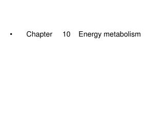 Chapter 10 Energy metabolism