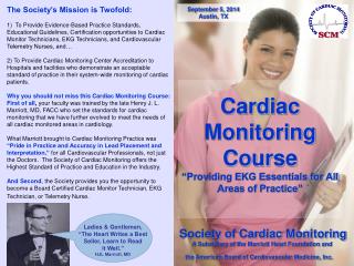 Cardiac Monitoring Course “Providing EKG Essentials for All Areas of Practice”