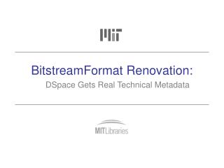 BitstreamFormat Renovation: