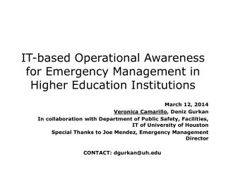 IT-based Operational Awareness for Emergency Management in Higher Education Institutions