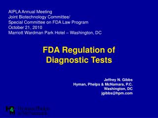 FDA Regulation of Diagnostic Tests