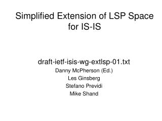 Simplified Extension of LSP Space for IS-IS