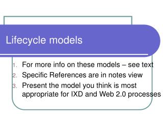 Lifecycle models